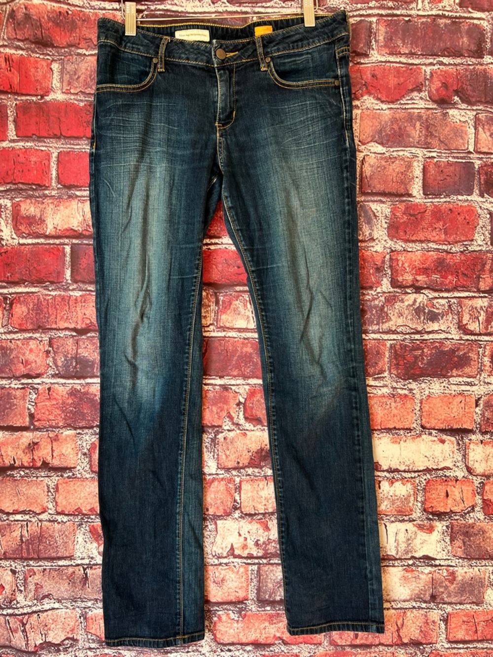 Pilcro and the Letterpress Straight Leg Jeans in Dark Blue Wash